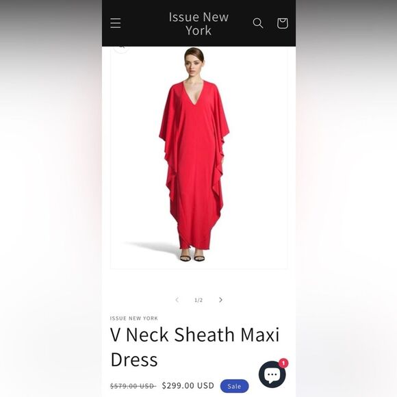 ISSUE New York Red Deep V-Neck Sheath Maxi Dress Sz L Elegant Flowy Boho Chic - Picture 14 of 14